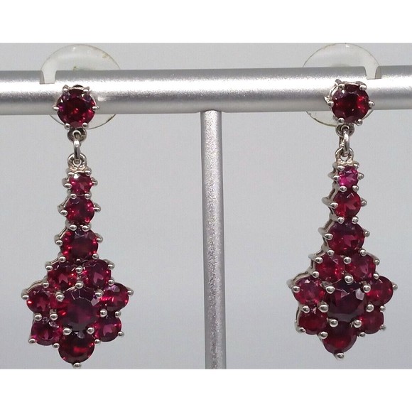 Pink Gemstone Chuck Clemency Earrings STS 925 Sterling Silver Dangle Sparkly! - Picture 7 of 12